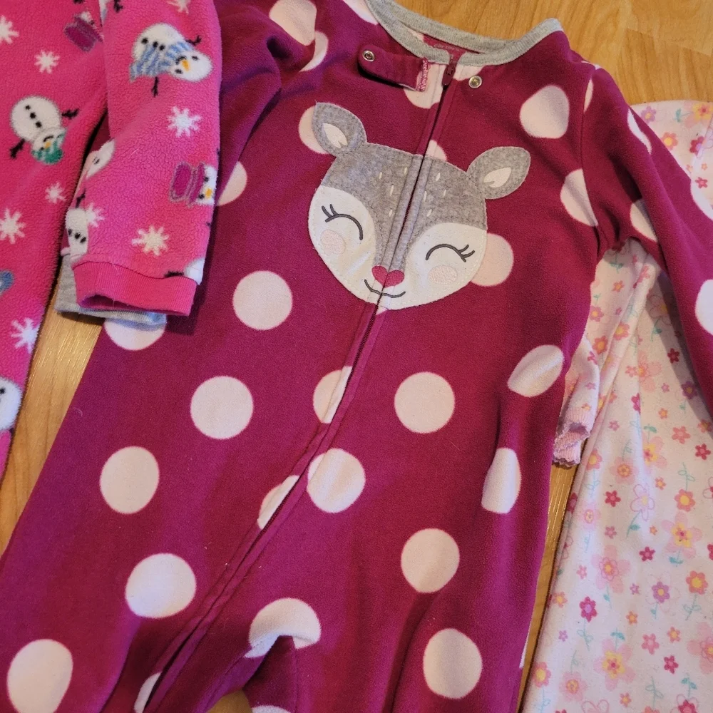 Kids Fleece Footed Pajama Onesie Bundle Size 2T Size 24 Months